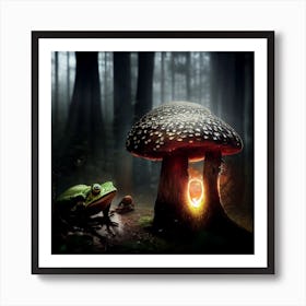 Myeera Giant Mushroom In The Forest With A Humanoid Frog Laying 7f9516c4 572a 489f 8283 98fc7acaa93c 2 Art Print
