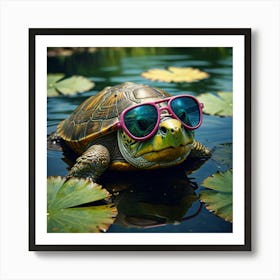 Turtle In Sunglasses 1 Art Print