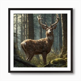 Deer In The Forest 117 Art Print