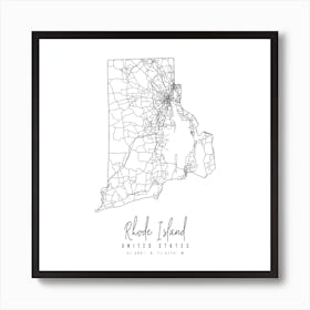 Rhode Island Minimal Street Map Square Art Print