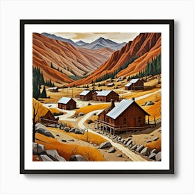 Dry Country Village Cubism Style Art Print