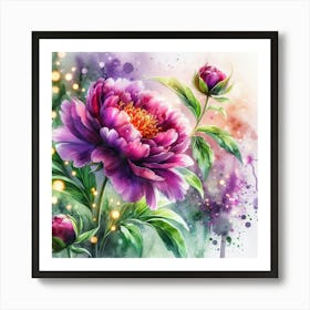 Watercolor Peony Flower Art Print