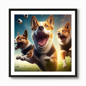 Corgi Soccer Art Print