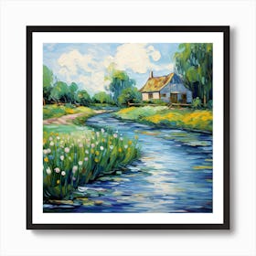 Garden Sonata: Brushstrokes in Riverside Harmony Art Print