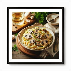 Pasta With Mushrooms And Wine Art Print