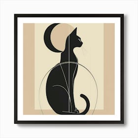 Cat And Moon Canvas Print Art Print