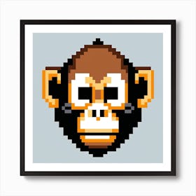 Monkey Pixel Art Art Print