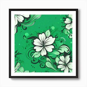 Green Floral Pattern Art Print