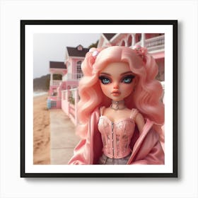 Pink Doll On The Beach Art Print