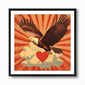 Art Deco Eagle with Heart-shaped Cloud 3 Art Print