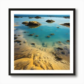 Striations in the Sand, Rock Pools on the Beach Art Print