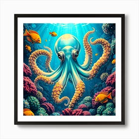 Octopus Color Illustration Art Print