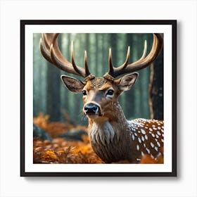 Deer In The Forest 82 Art Print