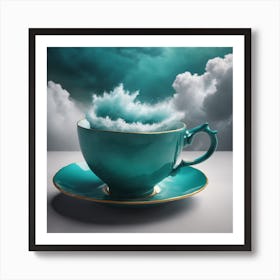 Tea Cup With Clouds Art Print