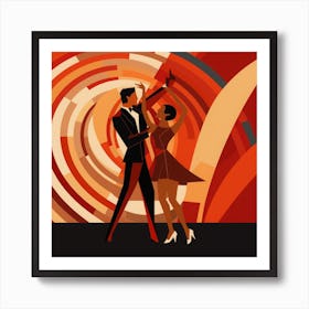 Art Deco inspired illustration of a couple dancing the Charleston Art Print