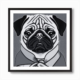 Pug Dog black and white Art Print