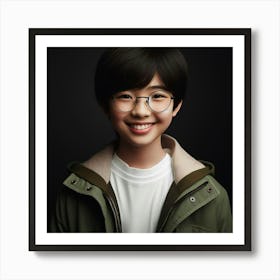 Portrait Of A Young Boy With Glasses Art Print