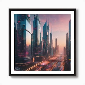 Futuristic Cityscape" - A vibrant and imaginative cityscape of a futuristic metropolis Art Print