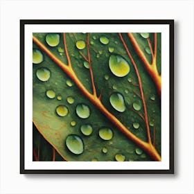 Raindrops On A Leaf Art Print