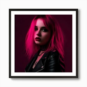 Punk Girl With Pink Hair Art Print