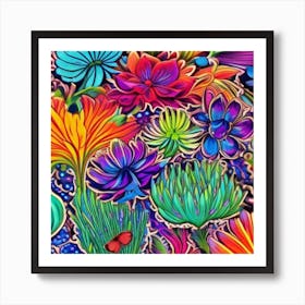 Psychedelic Flowers Art Print