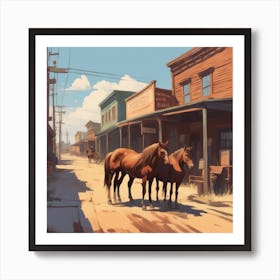 Horses In The Street Art Print