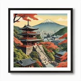 Kiyomizu Dera Temple Japan Vintage Travel Art Art Print Art Print