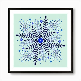 Circular Simple Flowers blue Art Print