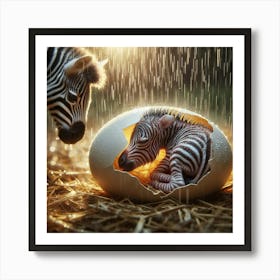 Zebras In The Rain 2 Art Print