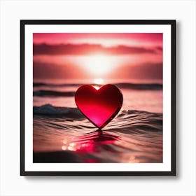 Heart on the beach made of glass Art Print