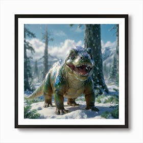 Dinosaur In The Snow Art Print