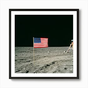 American Flag On The Moon Art Print