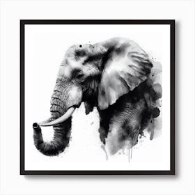 Elephant Watercolour Painting Art Print