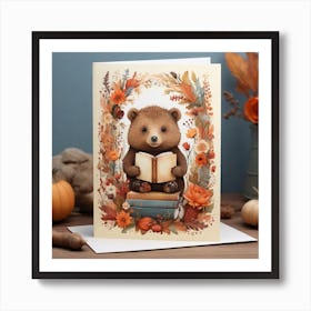 Bear Reading A Book Art Print