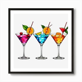 Cocktail Glasses Art Print