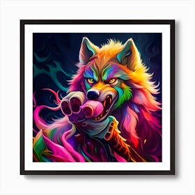 Colorful Wolf 5 Art Print