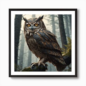 Owl In The Forest 136 Art Print