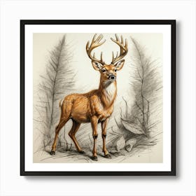 Deer In The Woods 119 Art Print