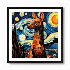 Starry Night Dog Painting Art Print