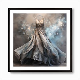 Galaxy Silk - Abstract Silver Dress of a Million Diamon Stars Art Print