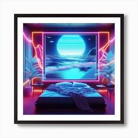 Neon Bedroom 3 Art Print