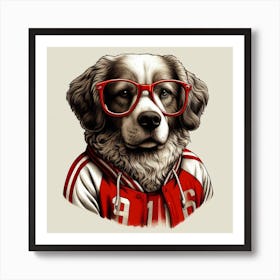 Dog With Glasses 2 Art Print