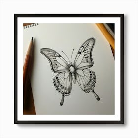 Butterfly Drawing 2 Art Print