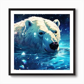 Swimming in Arctic Waters, Polar Bear Art Print