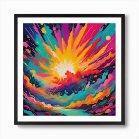 An Abstract Color Explosion 1, that bursts with vibrant hues and creates an uplifting atmosphere. Generated with AI,Art style_Painting,CFG Scale_7.5,Step Scale_50. Art Print