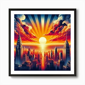 Sunset In New York City 3 Poster