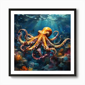 Octopus In The Sea Art Print