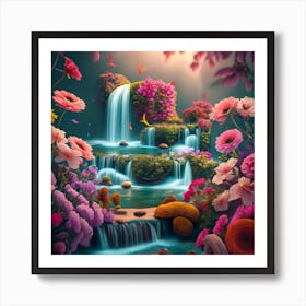 Waterfall In The Garden 1 Art Print