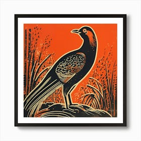 Retro Bird Lithograph Pheasant 6 Art Print