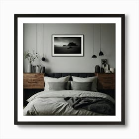 Black And White Bedroom 1 Art Print